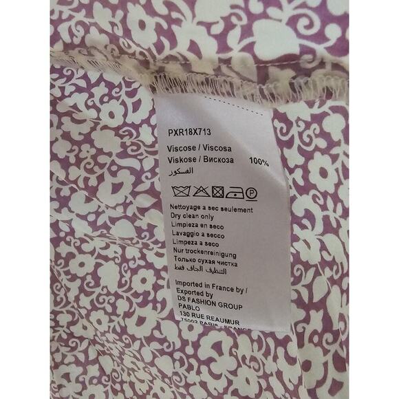 Pablo Women's Short Sleeve Pleated Blouse Top Size 38 Floral Button Front Pink - Picture 5 of 6